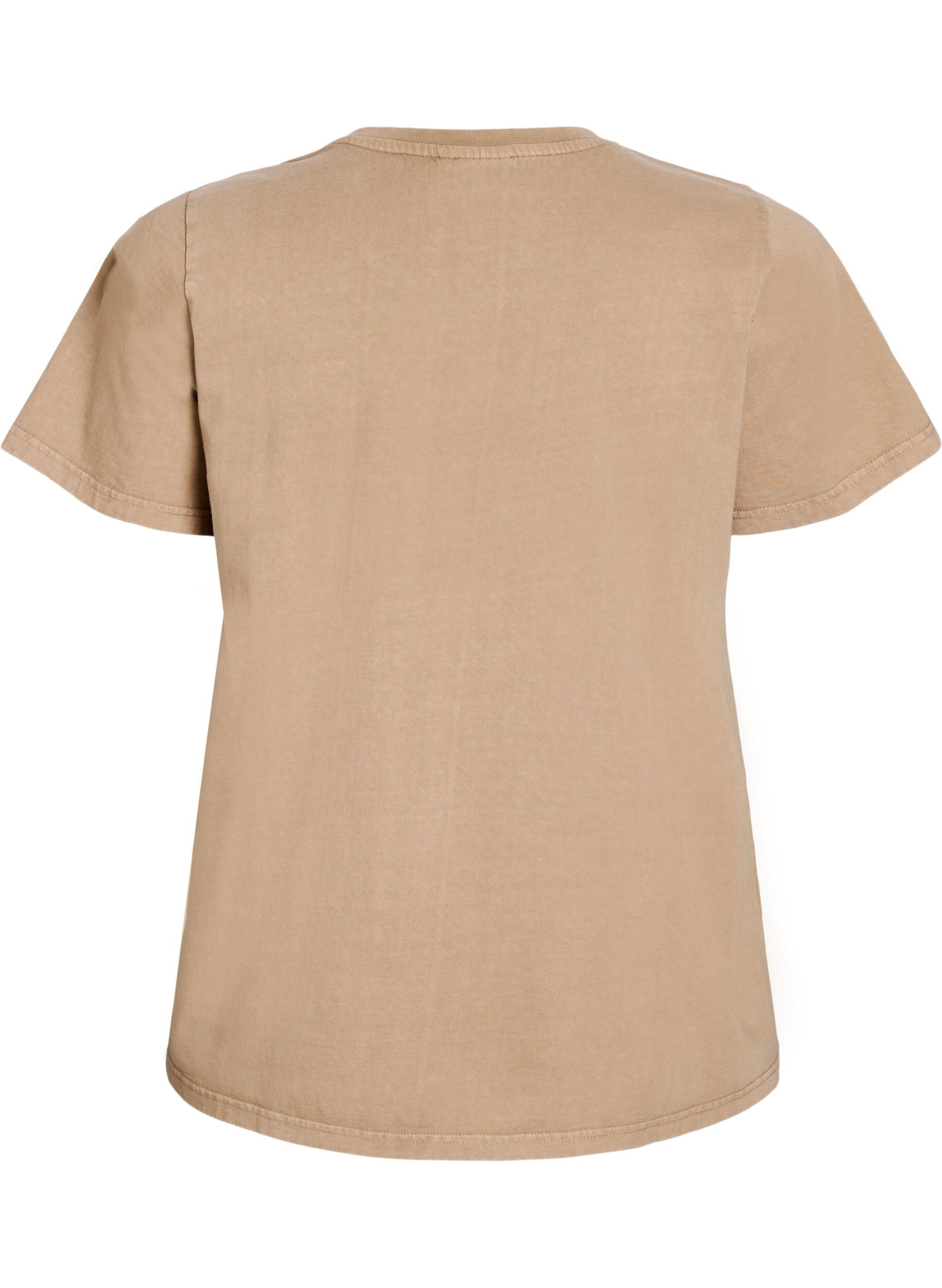 Zizzi T-shirt i &oslash;kologisk bomuld med vasket look, Beige, Packshot image number 1