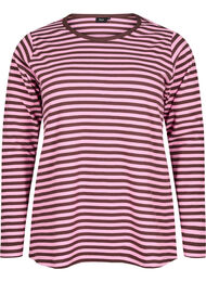 Stribet bluse med lange &aelig;rmer, Lyser&oslash;d