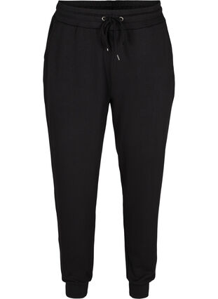 Sweatpants med lommer og snøre, Black, Packshot image number 0