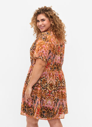 Kort kjole med v-hals og print, Colorful Ethnic, Model image number 1