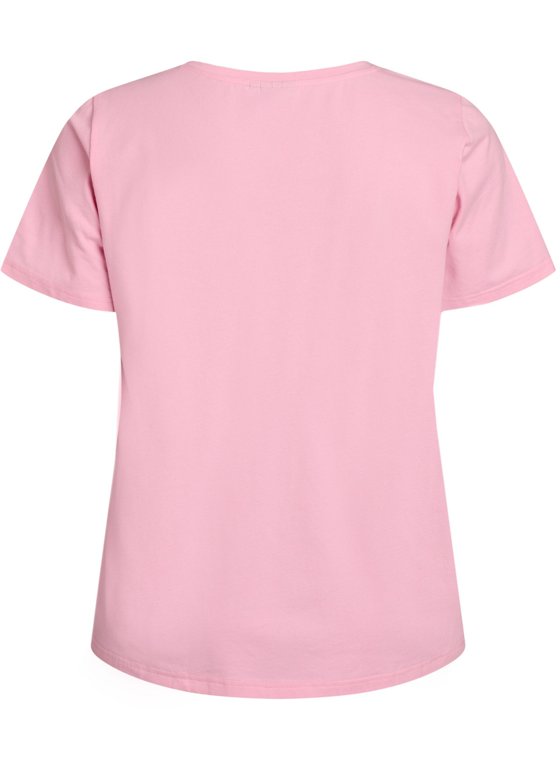ZizziEnsfarvet basis t-shirt i bomuld, Lyser&oslash;d, Packshot image number 1