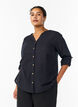 Skjortebluse i bomuld med V-udsk&aelig;ring, Sort, Model image number 0