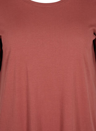 T-shirt kjole i bomuld med slids, Mahogany, Packshot image number 2
