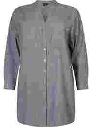 Stribet bomulds skjorte med 3/4 ærmer, Black Stripe