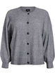 Ribstrikket cardigan med knapper, Gr&aring;, Packshot image number 0
