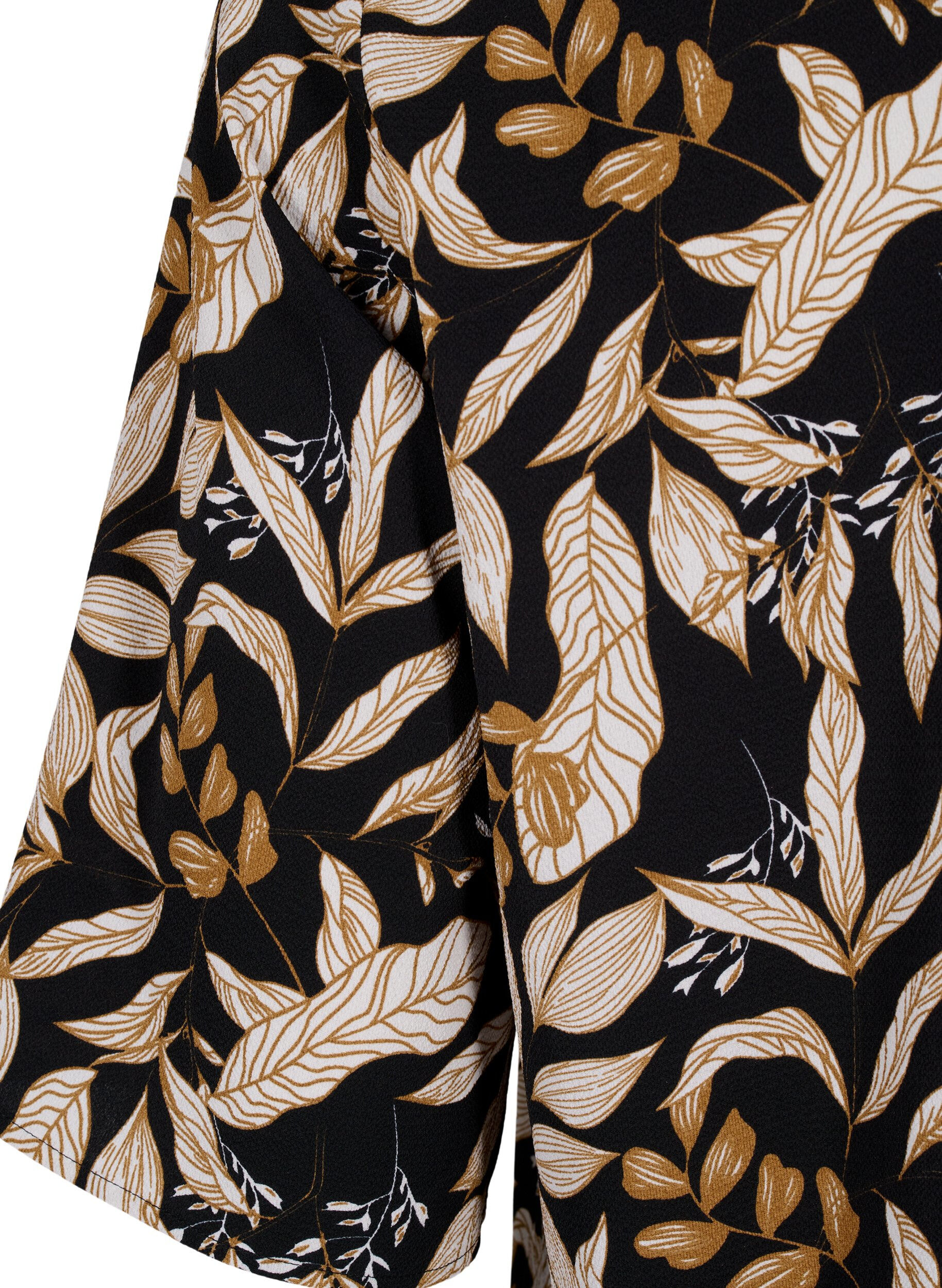 Zizzi V-hals bluse med bladprint, Black Leaf AOP, Packshot image number 3