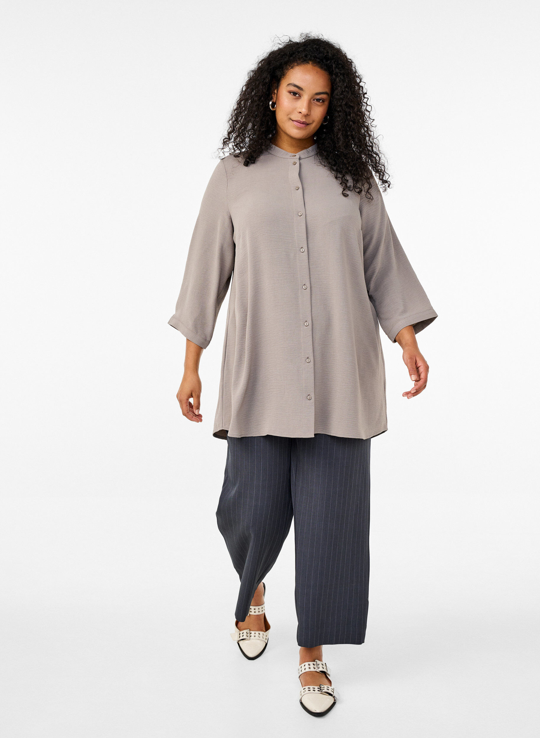 ZizziTunika med 3/4 &aelig;rmer, Beige, Model image number 1