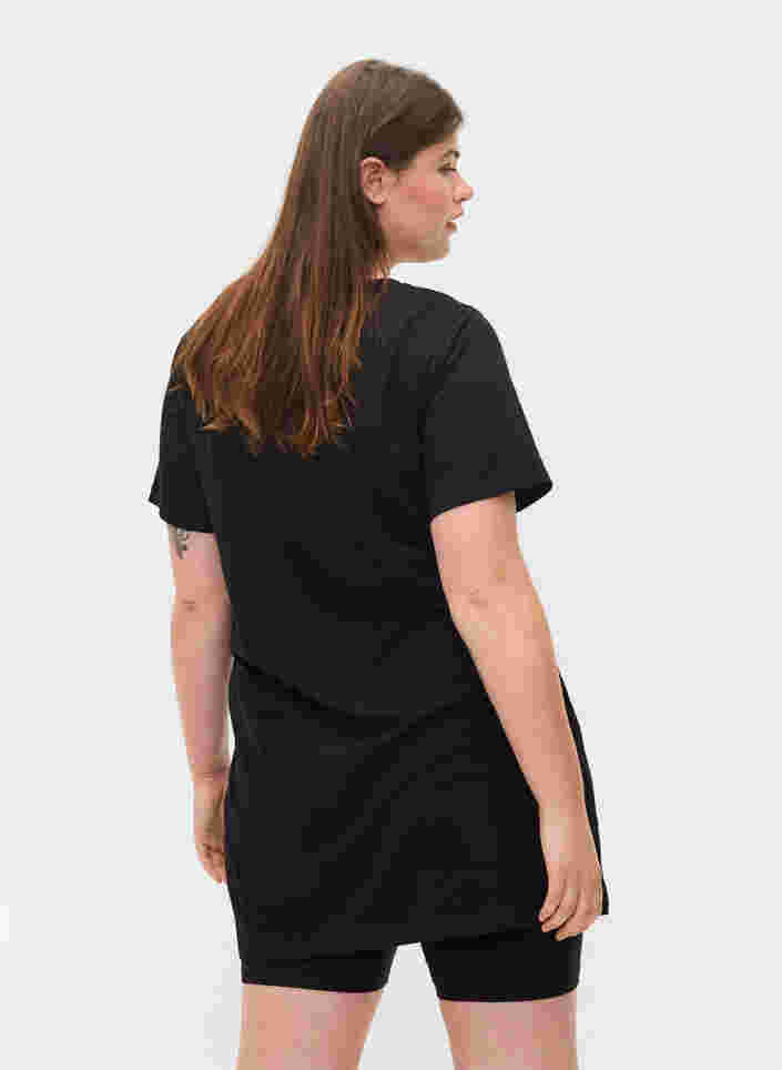 Lang bomulds t-shirt med korte ærmer, Black Tiger w. Foil, Model image number 0