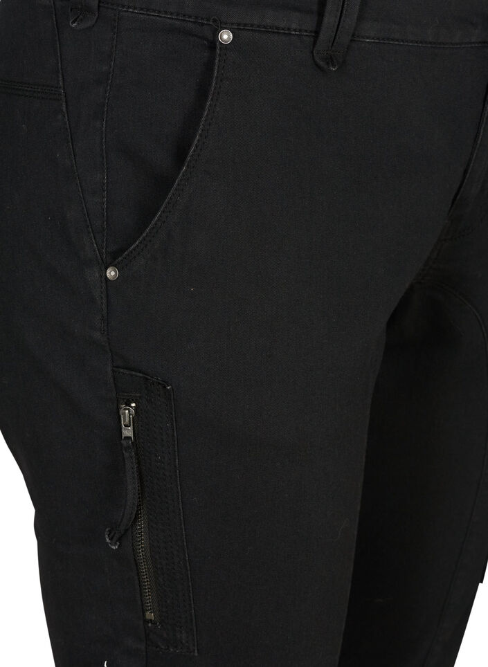 Slim fit capri jeans med lommer, Sort, Packshot image number 2