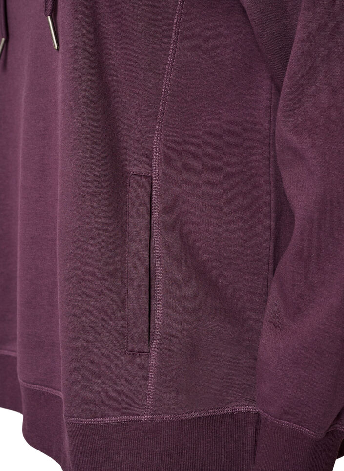 Sweatshirt med h&oslash;j krave og lommer, Lilla, Packshot image number 3