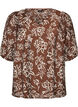 Viskosebluse med V-udsk&aelig;ring, Brun, Packshot image number 0