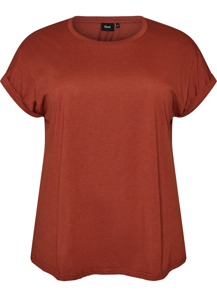 Kort&aelig;rmet T-shirt i bomuldsblanding, R&oslash;d, Packshot image number 0