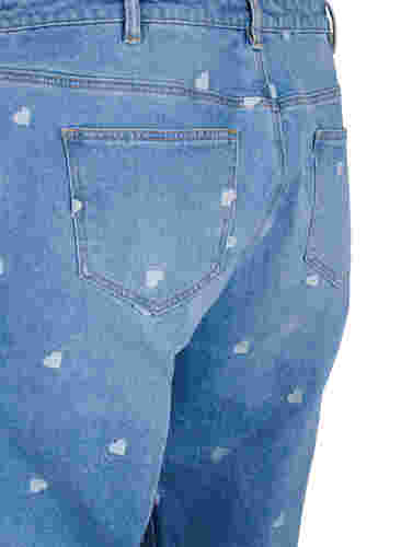 Mille mom fit jeans med hjerter, Light blue denim, Packshot image number 3