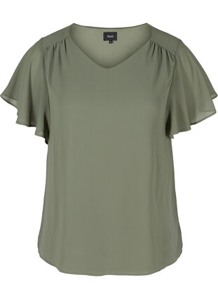 Bluse med korte ærmer, Agave Green, Packshot image number 0