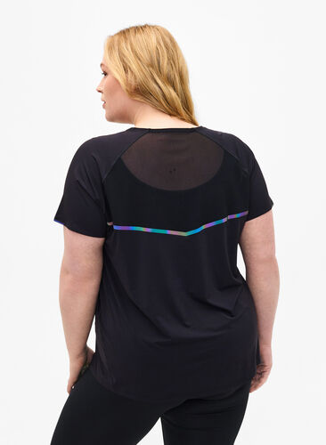 Trænings t-shirt med mesh og refleksdetalje, Black, Model image number 1