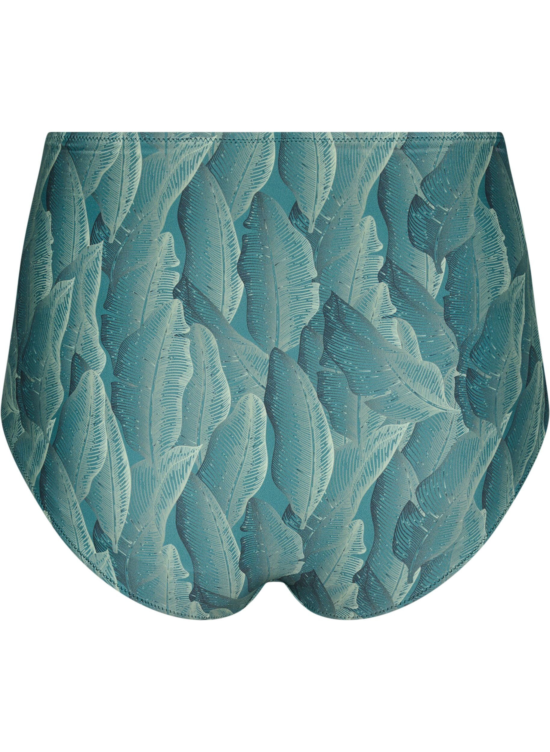 Zizzi Bikini trusse med print og h&oslash;j talje, Gr&oslash;n, Packshot image number 1