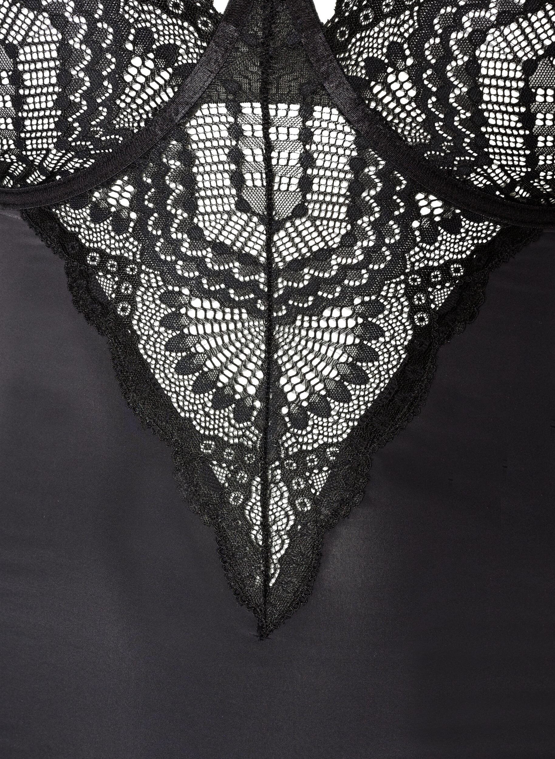 ZizziBlonde body med b&oslash;jle og stropdetalje, Sort, Packshot image number 2