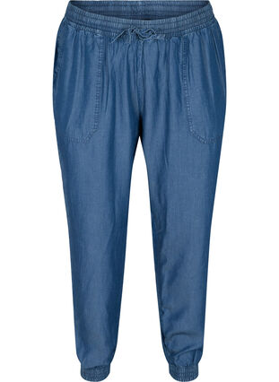 Løse bukser i med lommer, Medium Blue Denim, Packshot image number 0