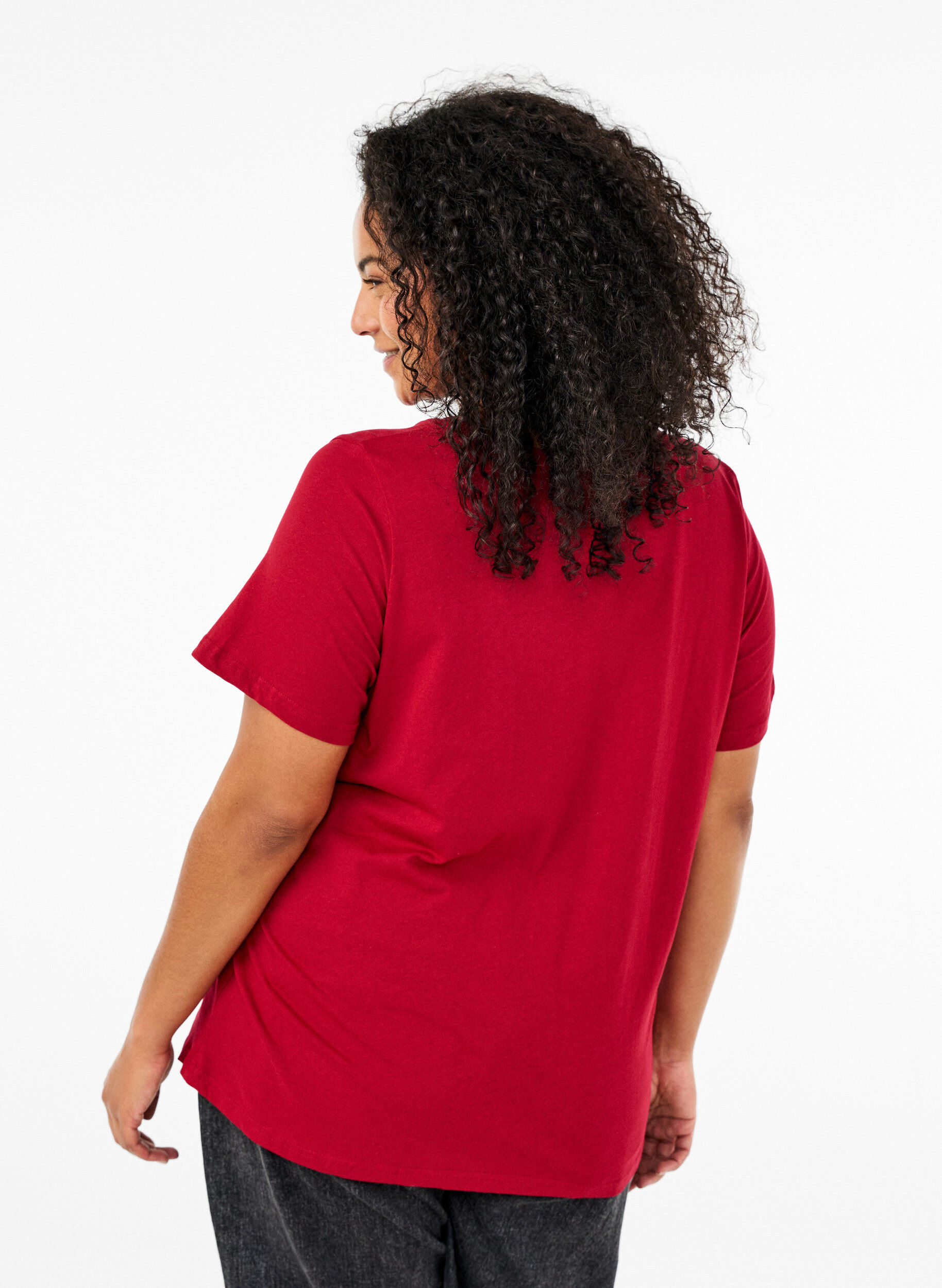 Zizzi Jule t-shirts i 100% bomuld, Tango R.w.Candy Cane, Model image number 1