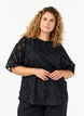 Bluse med harlequin mønster, Black, Model image number 0