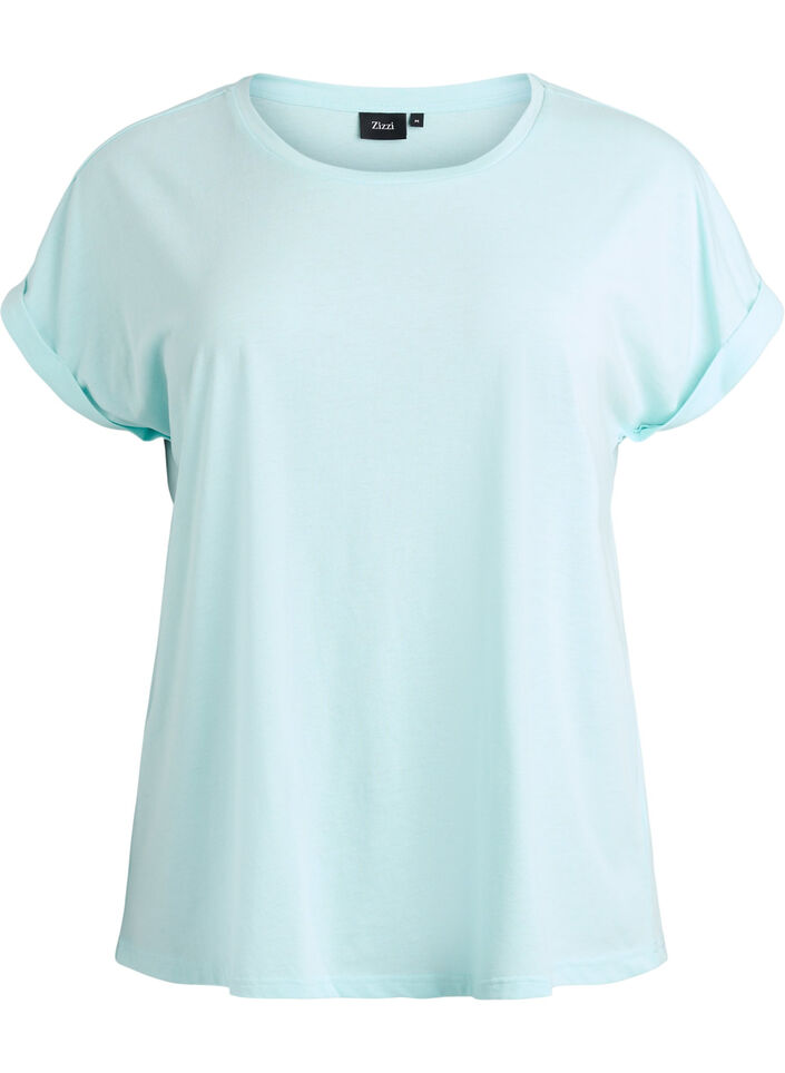 Kort&aelig;rmet t-shirt i bomuldsblanding, Turkis, Packshot image number 0