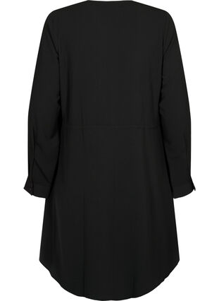 Printet kjole med snøre i taljen, Black, Packshot image number 1