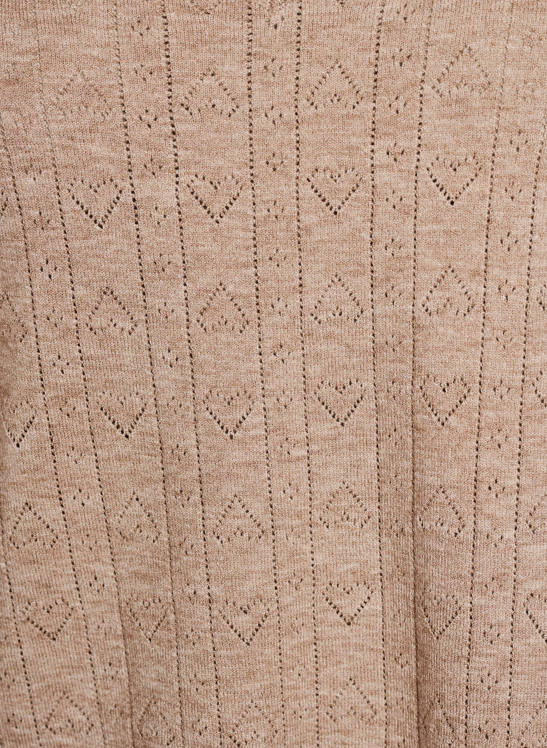 ZizziKort&aelig;rmet strikbluse med pointellem&oslash;nster, Beige, Packshot image number 2