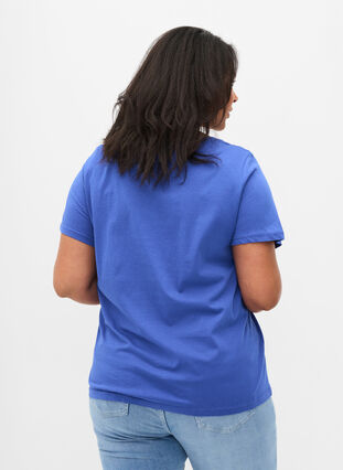 Kortærmet bomulds t-shirt med tryk , Dazzling Blue WAYS, Model image number 1