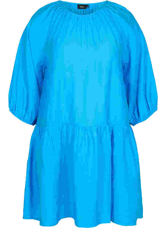 Tunika i a-form med 3/4 ærmer, Brilliant Blue, Packshot image number 0