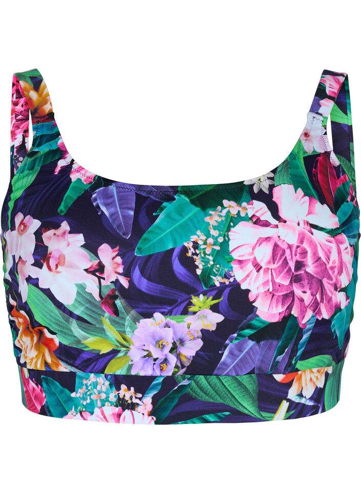 Bikini top med regulerbare skulderstropper, Flower Print, Packshot image number 0