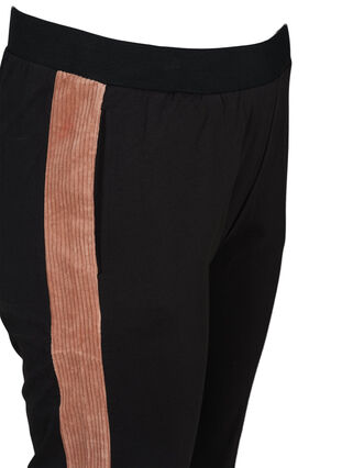 Sweat bukser med velour detalje, Black w. Burlwood, Packshot image number 2