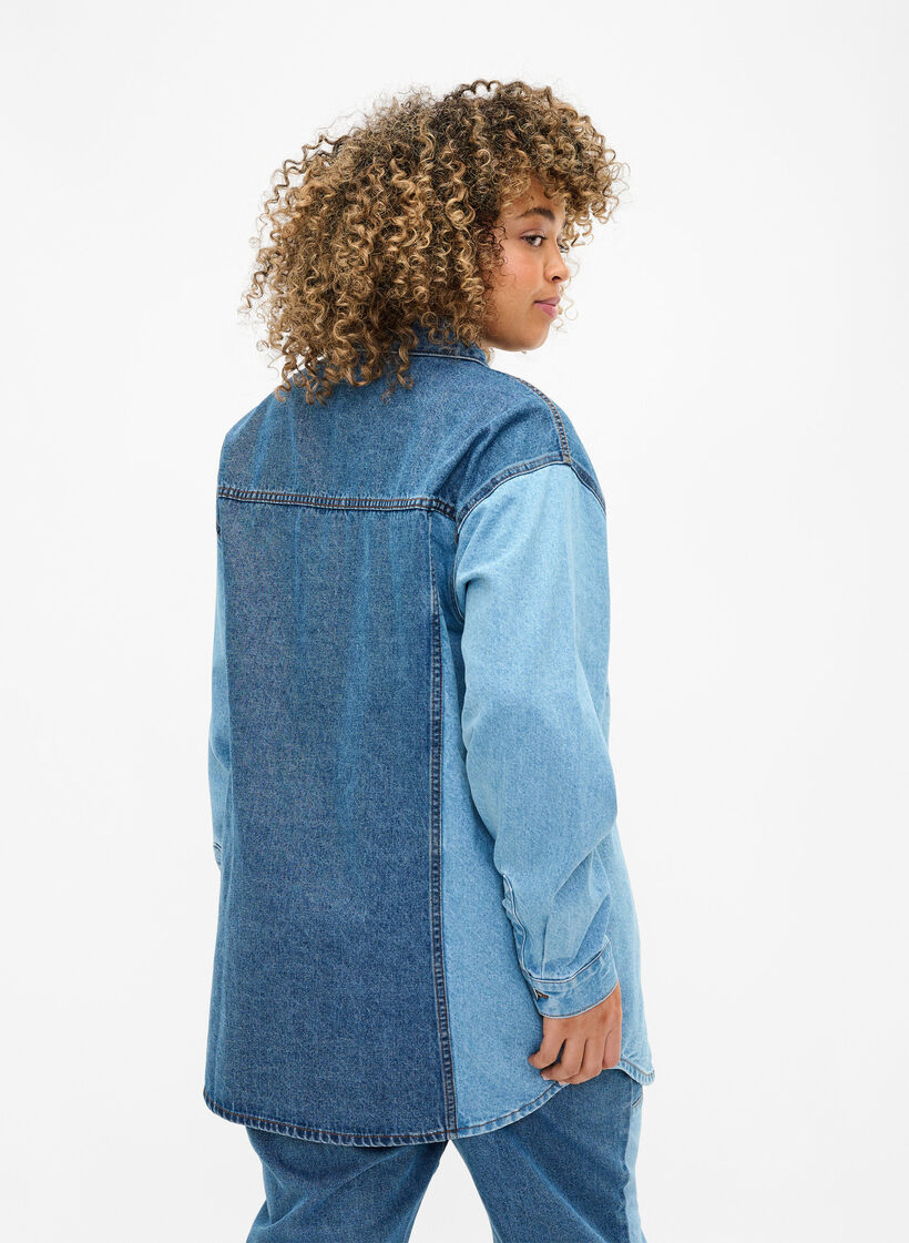 Colorblock denim jakke , Light Blue Denim, Model image number 1