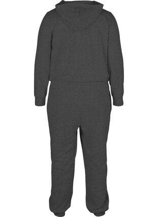 Jumpsuit med hætte og snøre, Dark Grey Melange, Packshot image number 1