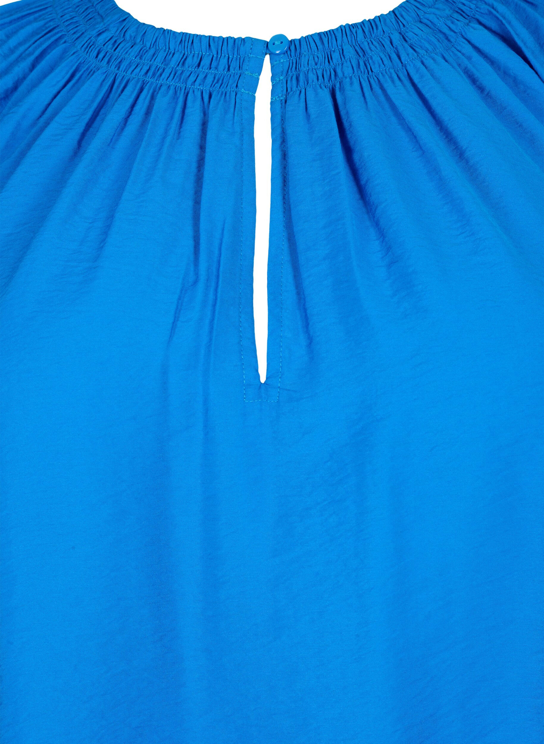 Zizzi A-shape viskosebluse med 3/4 &aelig;rmer, Strong Blue, Packshot image number 2