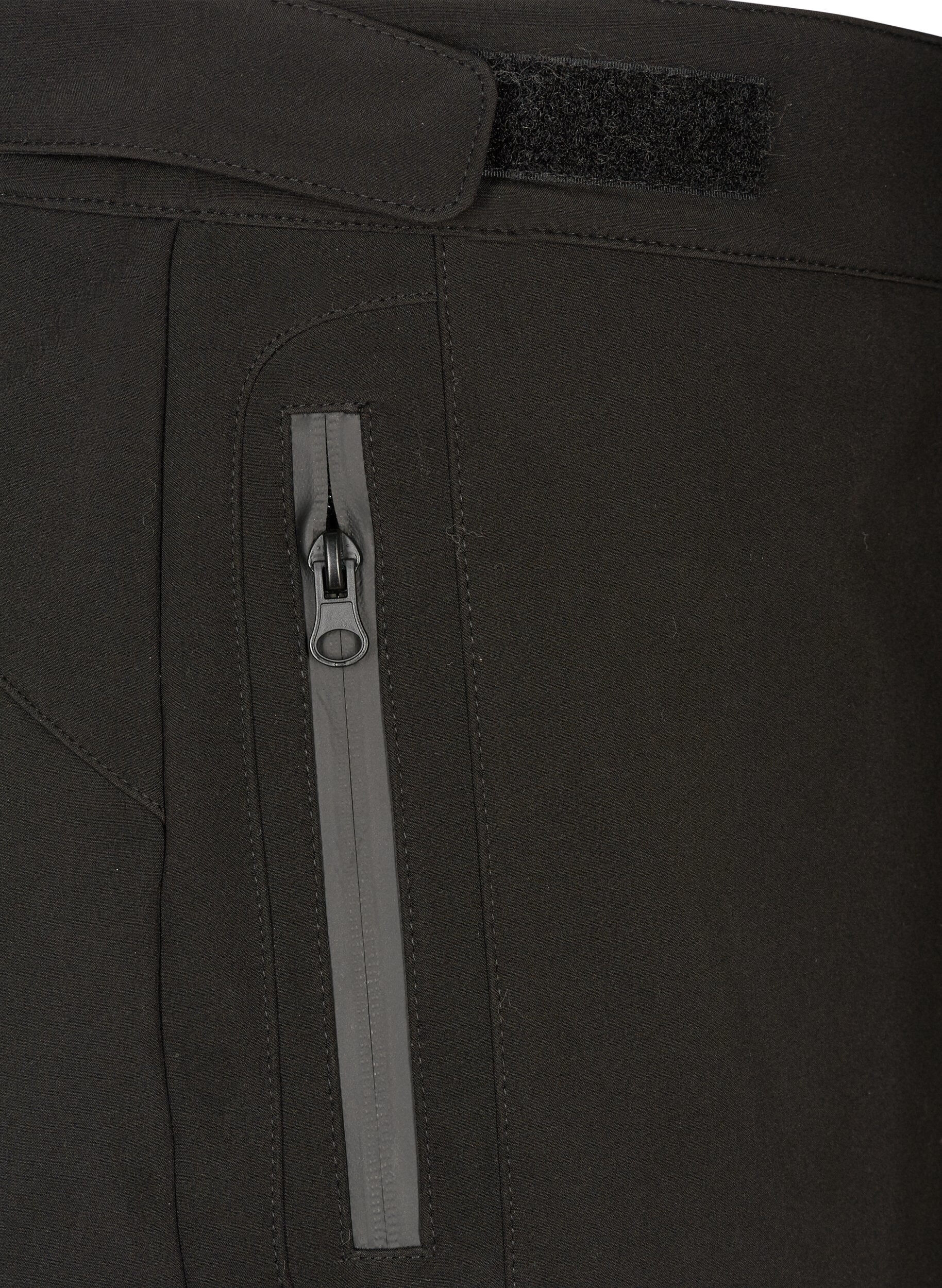 ZizziSoftshell bukser med justerbar velcro, Sort, Packshot image number 3