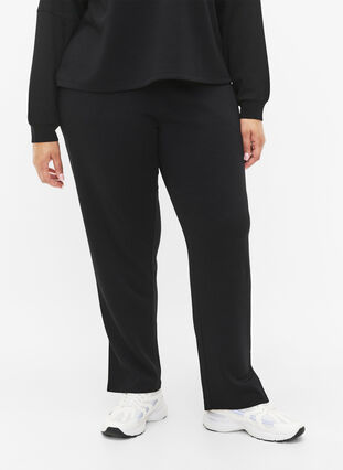 Bukser i modalmix med slids, Black, Model image number 2