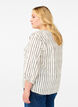 3/4 ærmet bluse i bomuld med striber, Eggnog Black Stripe, Model image number 1