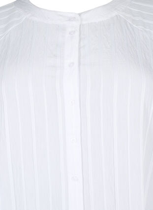 Lang viskose skjorte med stribet struktur, Bright White, Packshot image number 2