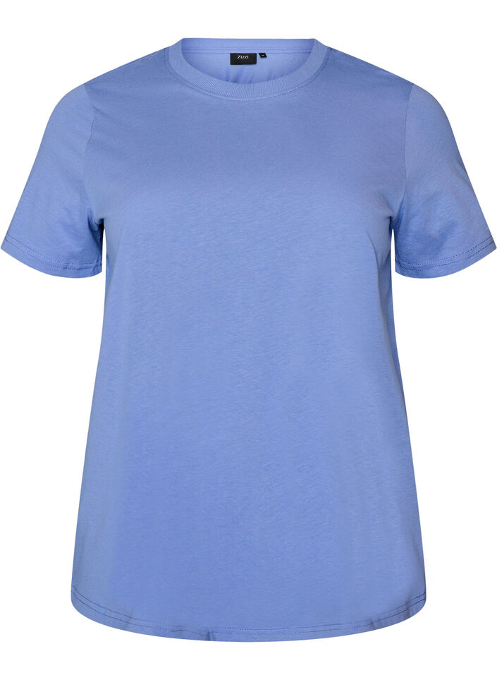 Basis t-shirt i bomuld med rund hals, Lilla, Packshot image number 0