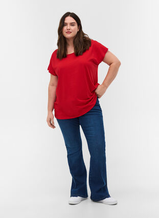 T-shirt i bomuldsmix, Tango Red, Model image number 2