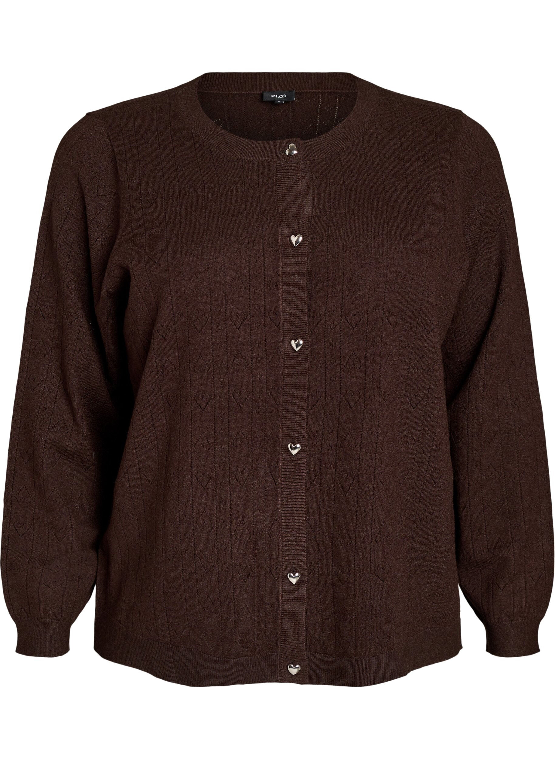 Strikket cardigan med hjertehulm&oslash;nster