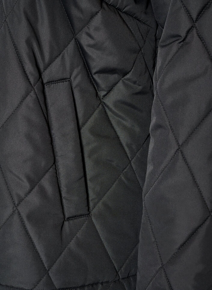 Let vatteret jakke med diamantquilt, Sort, Packshot image number 3