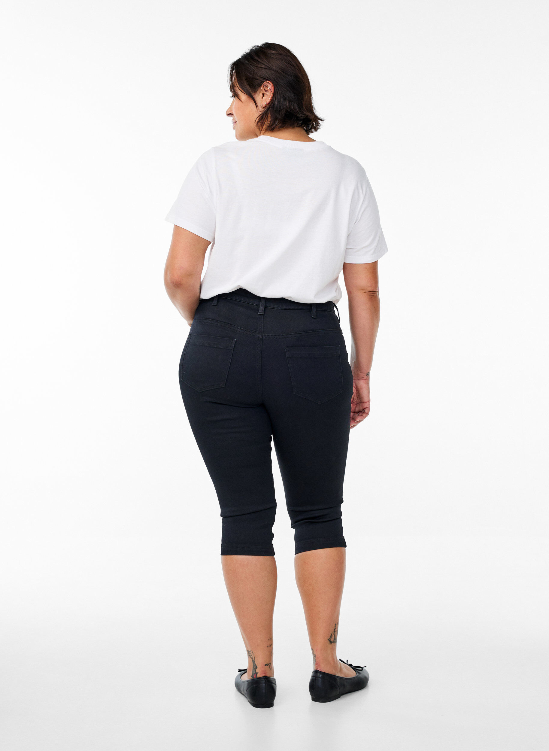 ZizziH&oslash;jtaljede Amy capri jeans med super slim fit, Sort, Model image number 1