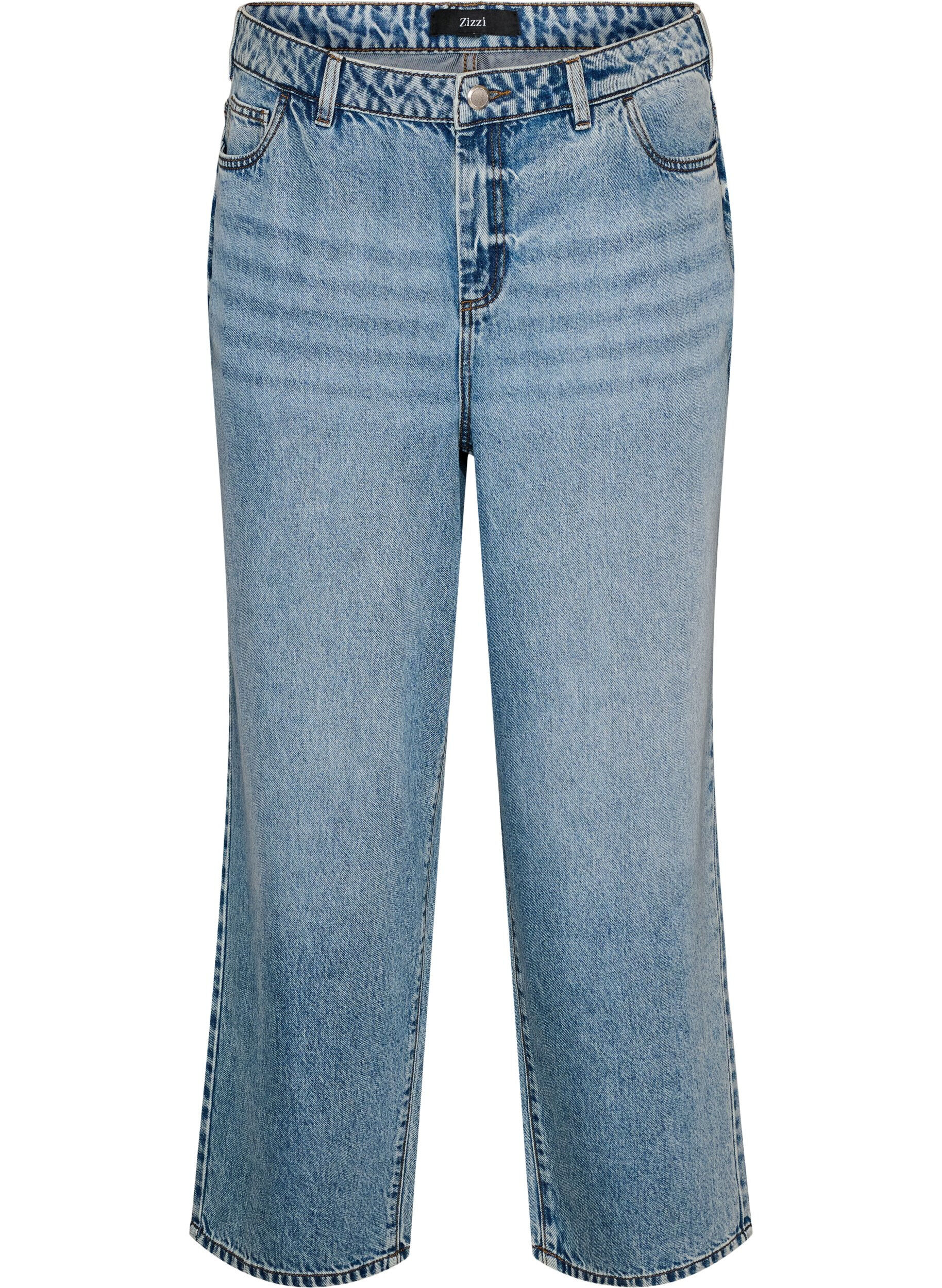 ZizziKiana straight fit jeans med h&oslash;j talje, Bl&aring;, Packshot image number 0