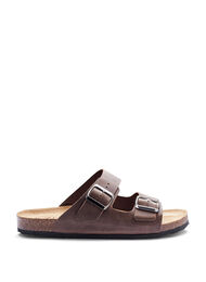 Læder sandaler med bred pasform , Brown