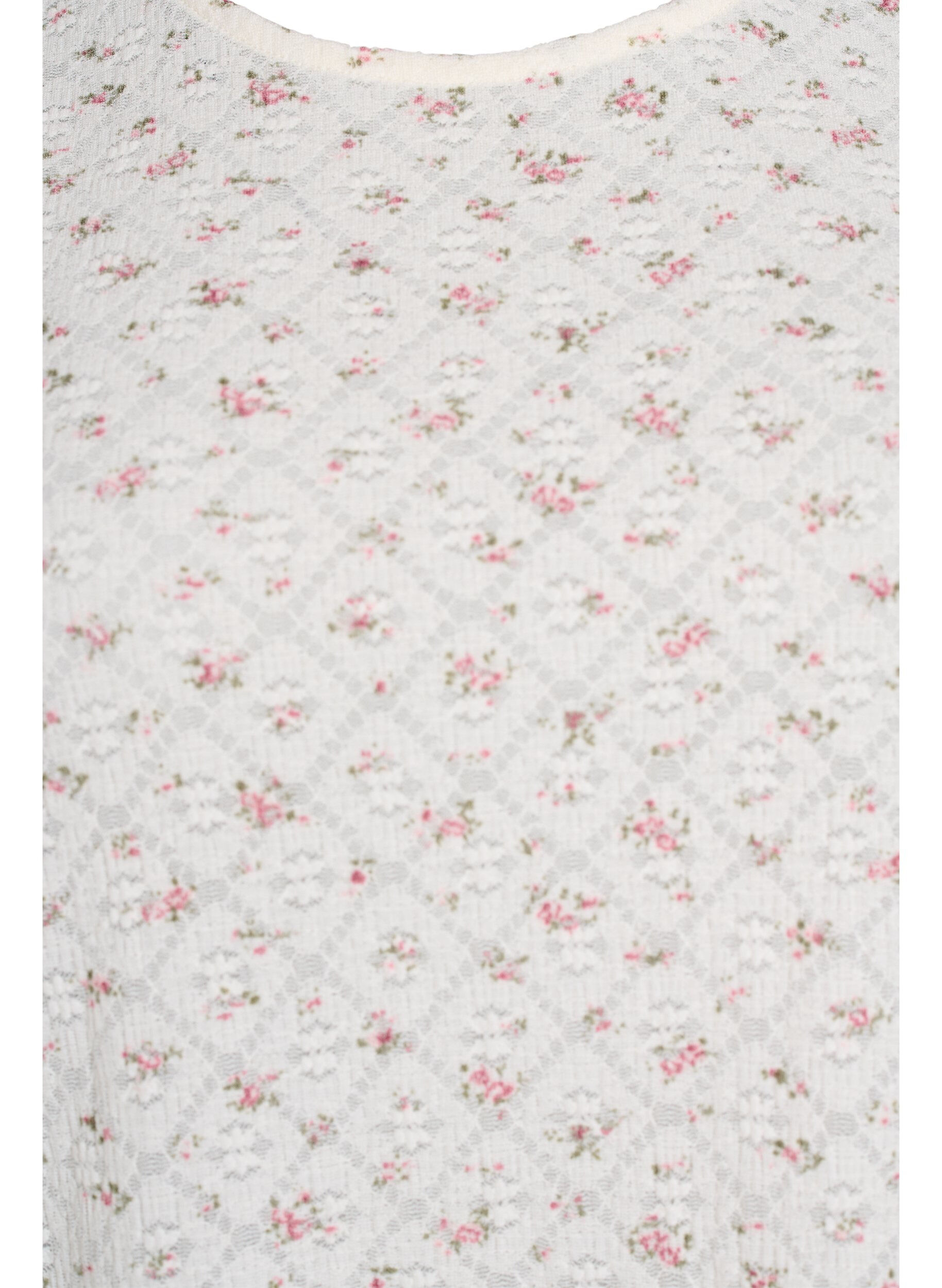 Zizzi Kort&aelig;rmet jerseybluse med blomsterprint, Hvid, Packshot image number 2