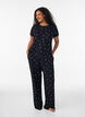 Pyjamastop med blomsterprint og ribstruktur, Sort, Model image number 1