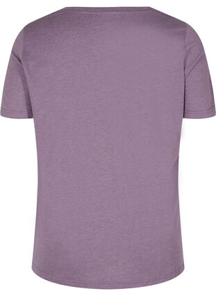 Meleret t-shirt med tryk og korte ærmer, Vintage Violet Mel., Packshot image number 1