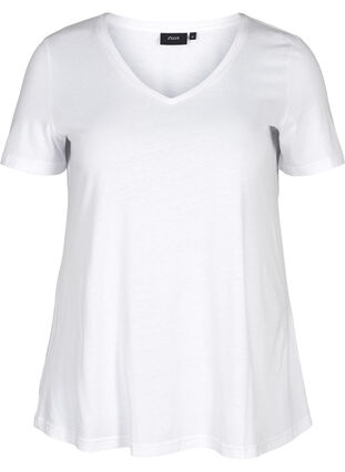 Kortærmet t-shirt med v-udskæring, Bright White, Packshot image number 0