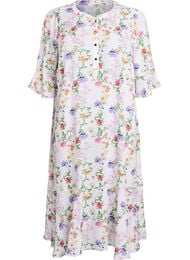 Blomstret midikjole med 3/4 &aelig;rmer , Lyser&oslash;d